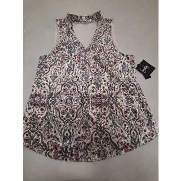 By & By XL Velvet Collared Tank Top Paisley - Picture 1 of 6
